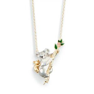 Bill Skinner Gold Plated/Hand Painted Enamel "Koala" necklace---Made in the UK!